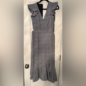 Antonio Melani Chic Gray Plaid Dress with Ruffles